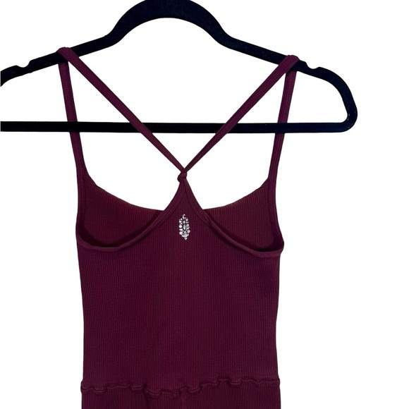 Free People Movement Happiness Runs Square Neck Onesie Jumpsuit in Oxblood M/L - Picture 9 of 11
